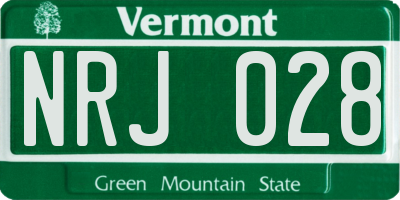 VT license plate NRJ028