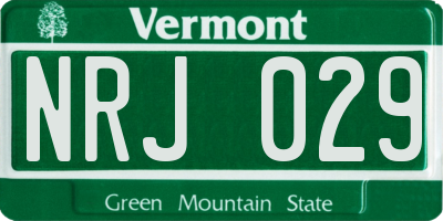 VT license plate NRJ029
