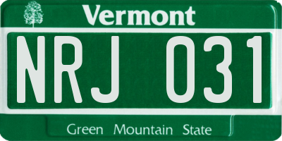 VT license plate NRJ031