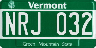 VT license plate NRJ032