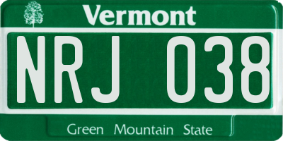 VT license plate NRJ038