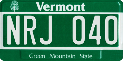 VT license plate NRJ040