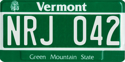 VT license plate NRJ042