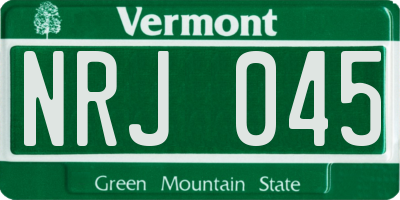 VT license plate NRJ045
