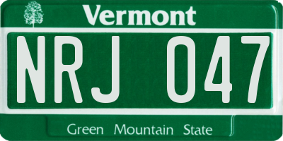 VT license plate NRJ047