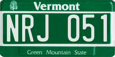 VT license plate NRJ051