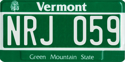 VT license plate NRJ059