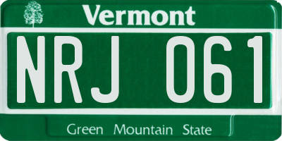 VT license plate NRJ061