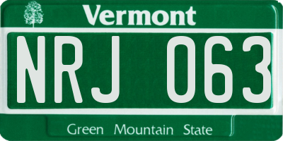 VT license plate NRJ063
