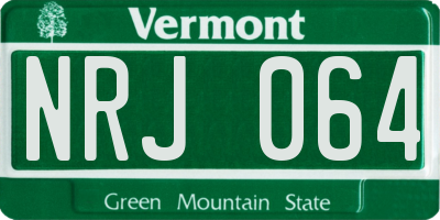 VT license plate NRJ064