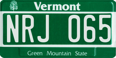 VT license plate NRJ065