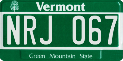 VT license plate NRJ067