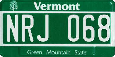 VT license plate NRJ068