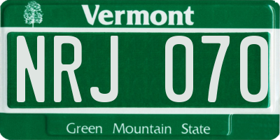 VT license plate NRJ070