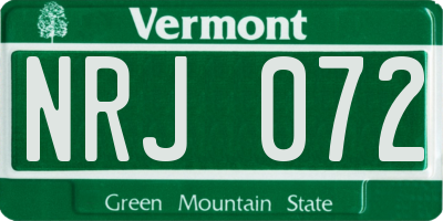 VT license plate NRJ072