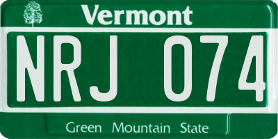VT license plate NRJ074