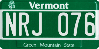 VT license plate NRJ076