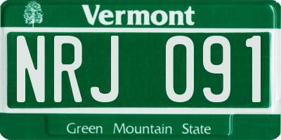 VT license plate NRJ091
