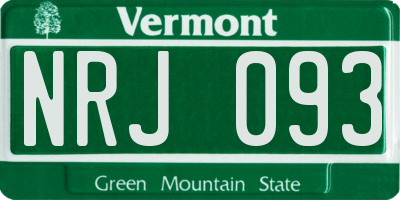VT license plate NRJ093