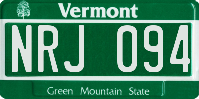 VT license plate NRJ094