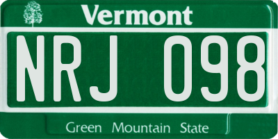VT license plate NRJ098