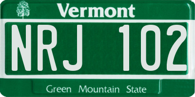 VT license plate NRJ102