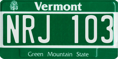 VT license plate NRJ103
