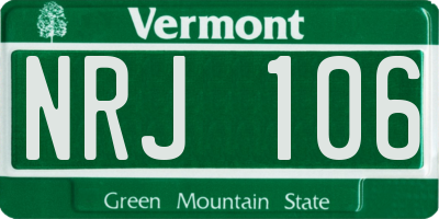 VT license plate NRJ106