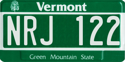 VT license plate NRJ122