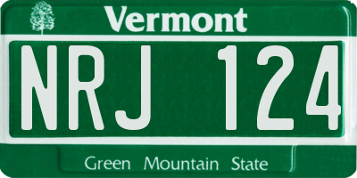 VT license plate NRJ124