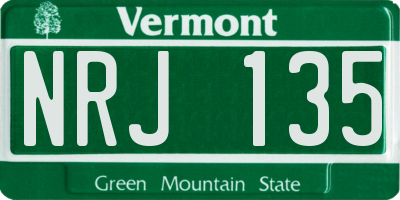 VT license plate NRJ135