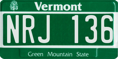 VT license plate NRJ136