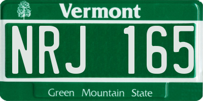 VT license plate NRJ165