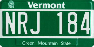VT license plate NRJ184