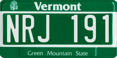 VT license plate NRJ191