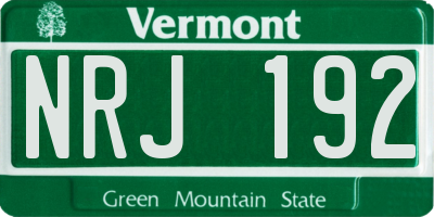 VT license plate NRJ192