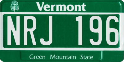 VT license plate NRJ196
