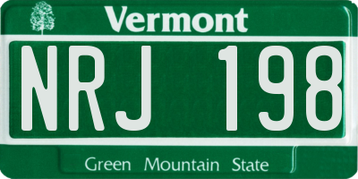 VT license plate NRJ198