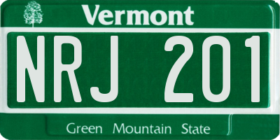 VT license plate NRJ201