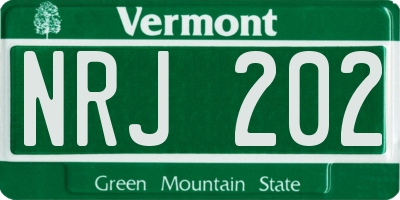 VT license plate NRJ202