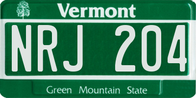 VT license plate NRJ204