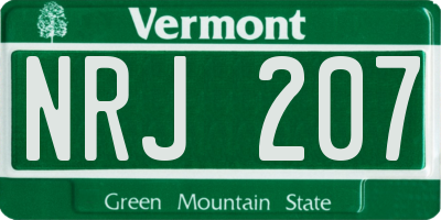 VT license plate NRJ207
