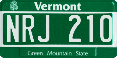 VT license plate NRJ210