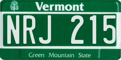 VT license plate NRJ215