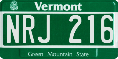 VT license plate NRJ216