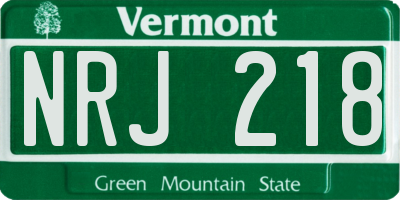 VT license plate NRJ218