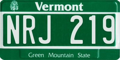VT license plate NRJ219