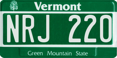 VT license plate NRJ220