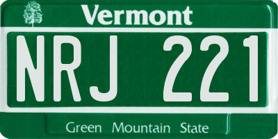 VT license plate NRJ221