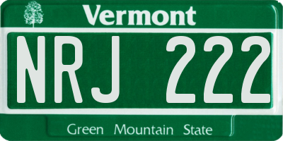 VT license plate NRJ222